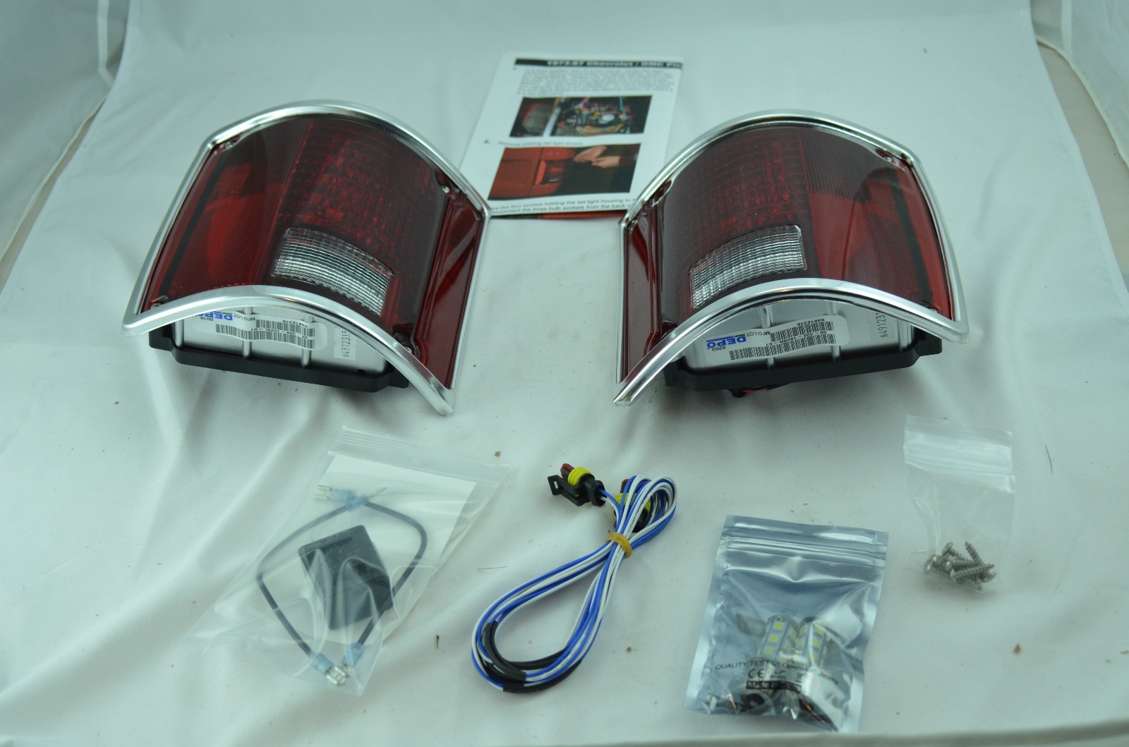 1973-1987 Chevy GMC C10 K5 BLAZER SUBURBAN LED TAIL LIGHTS with CHROME