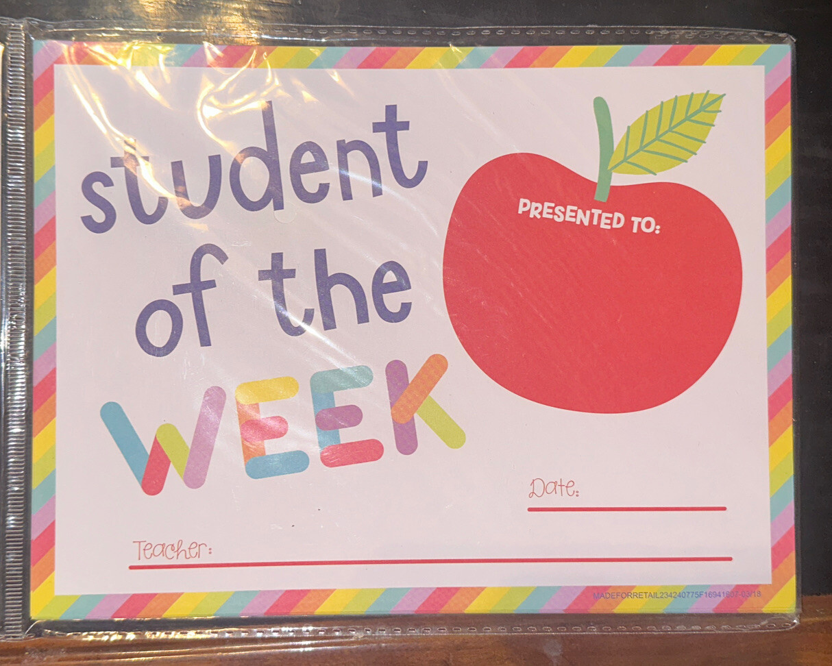 Student of The Week Colorful Classics Certificates W/red Apple, 24 ct Student of The Week Colorful Classics Certificates W/red Apple, 24 ct