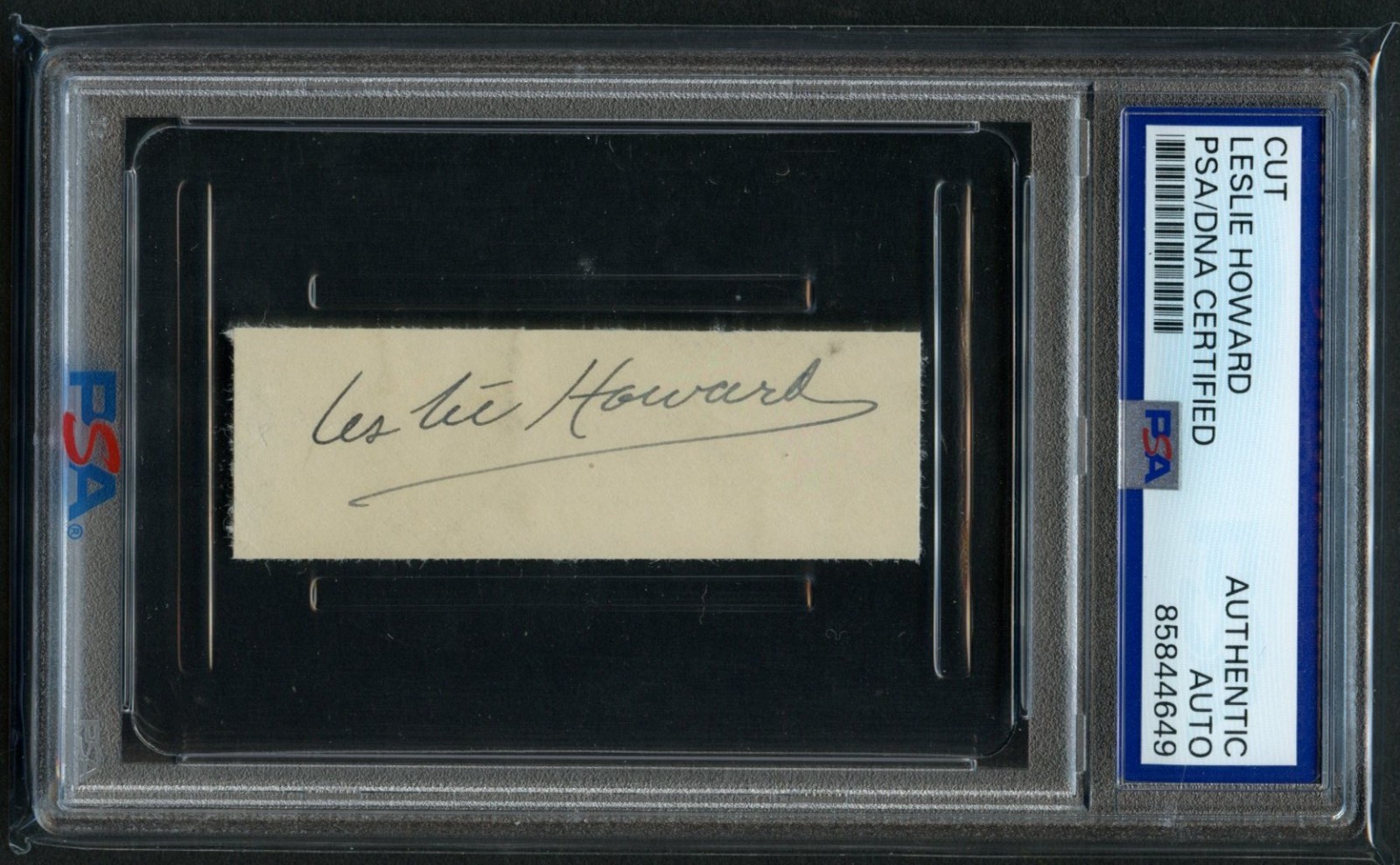 Leslie Howard d1943 signed autograph 1x2.5 Cut Actor Gone With the Wind PSA Slab