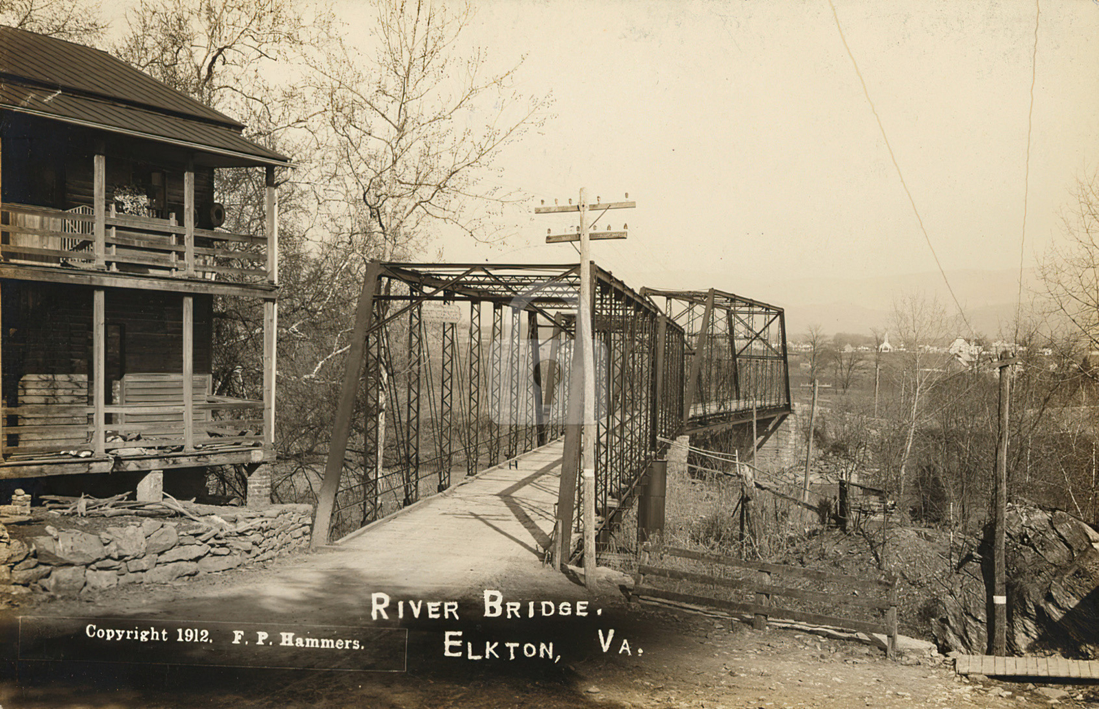 River Bridge, Elkton, VA 1912 RPPC Photo Postcard Copy River Bridge, Elkton, VA 1912 RPPC Photo Postcard Copy