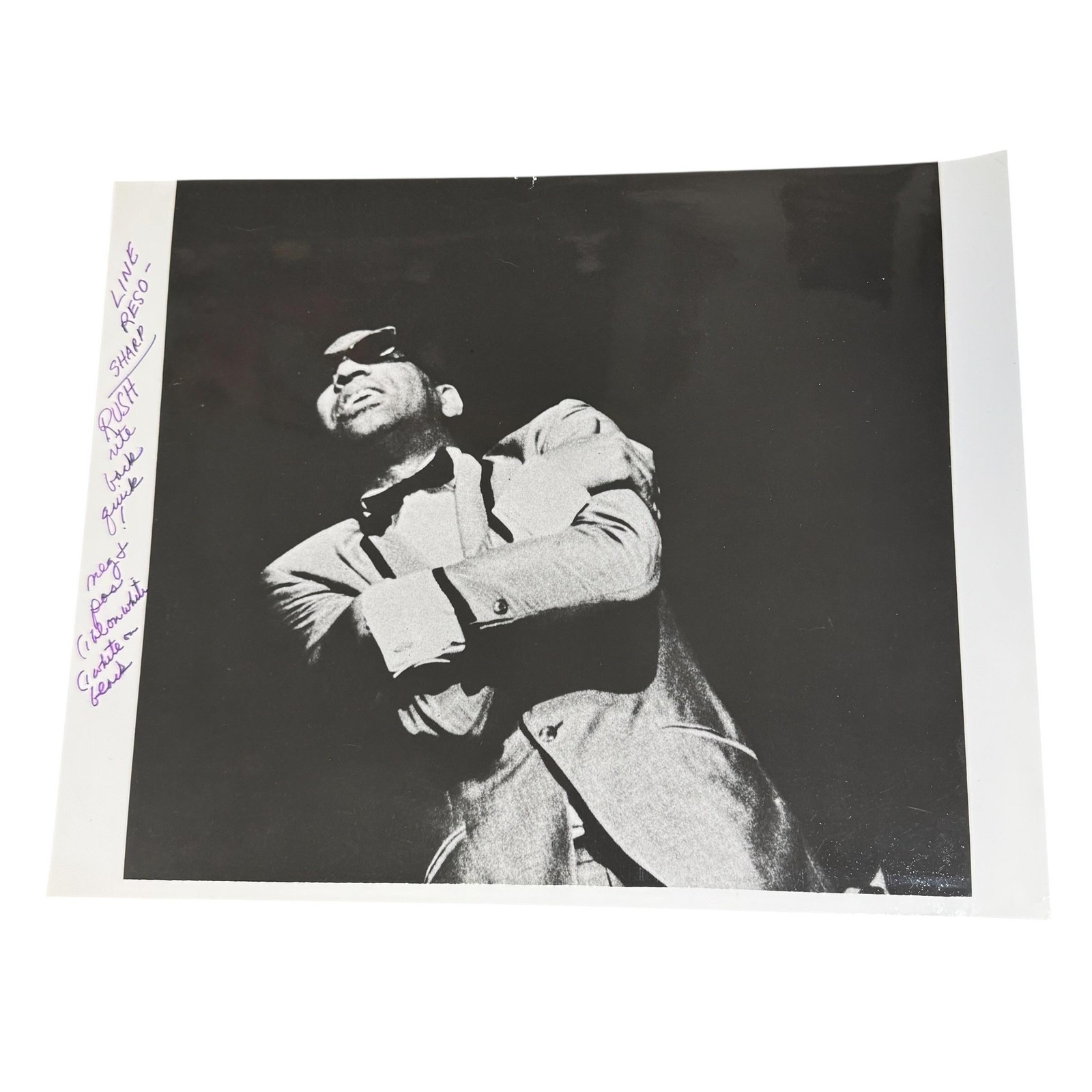 Vintage Ray Charles Press Photo Black & White 11x14 Musician Stage Portrait