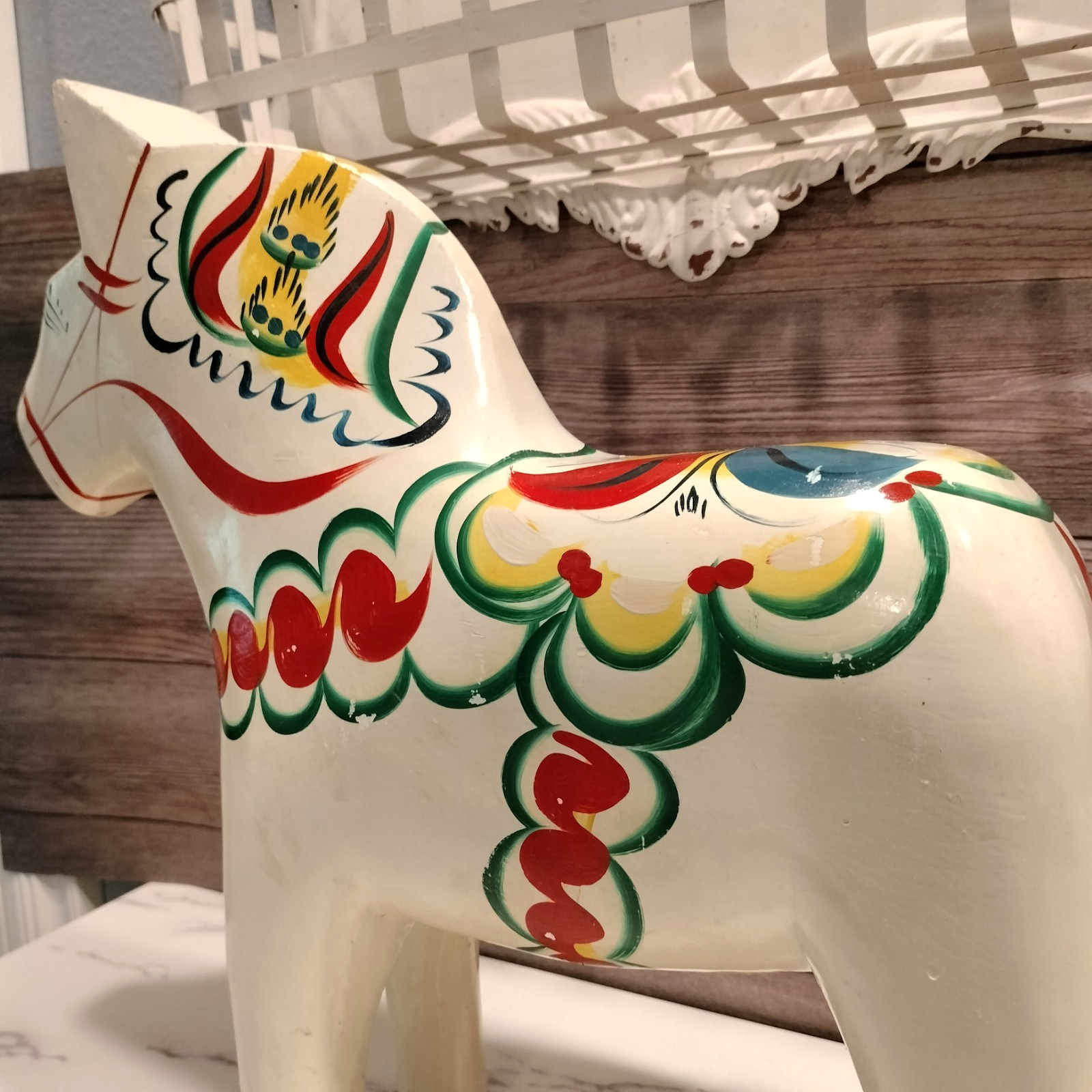 Vintage Nils Olsson Swedish Dala Horse White 15