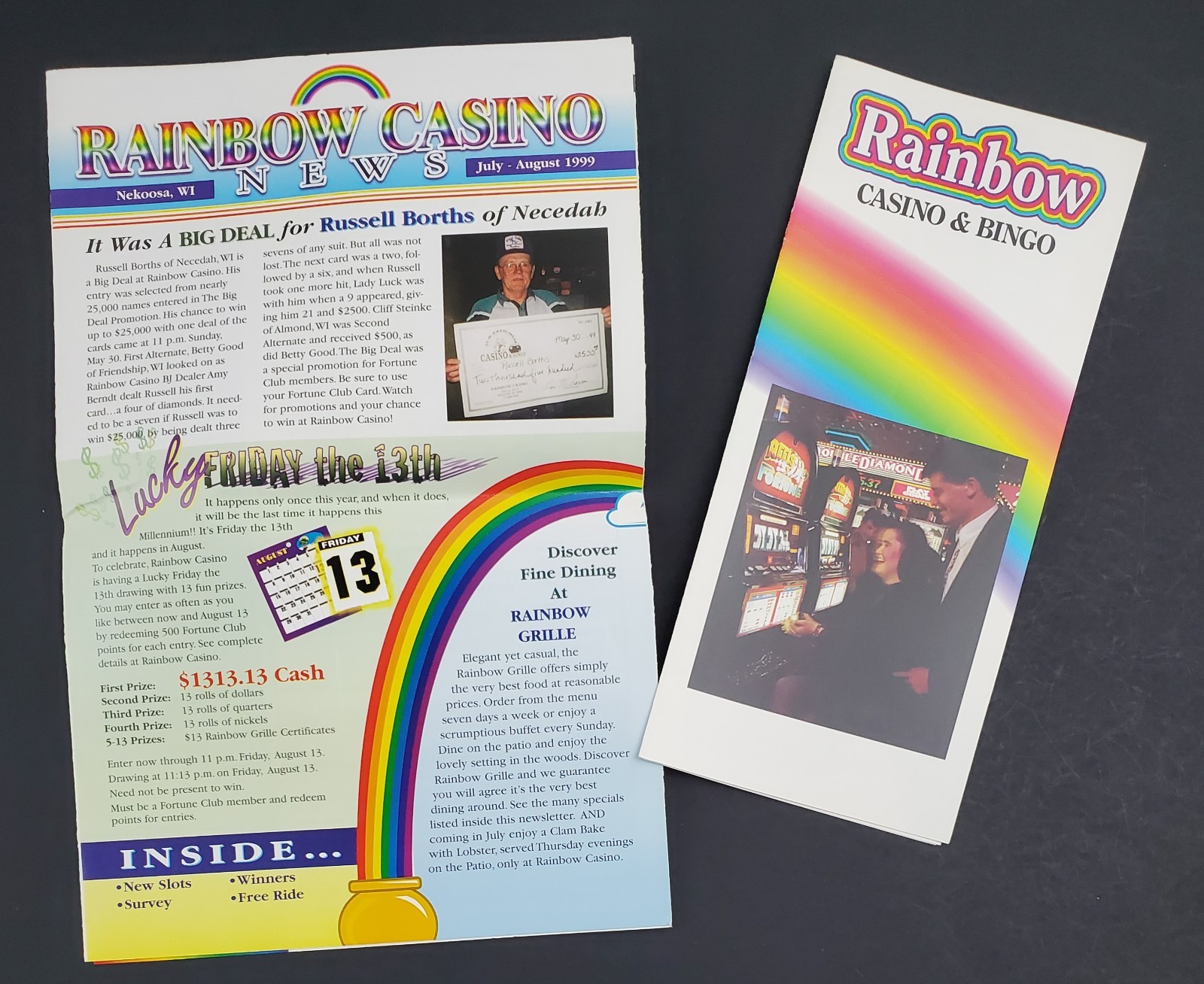 1997-1999 Nekoosa Wisconsin WI Rainbow Casino Bingo Gambling Travel Brochure Lot 1997-1999 Nekoosa Wisconsin WI Rainbow Casino Bingo Gambling Travel Brochure Lot