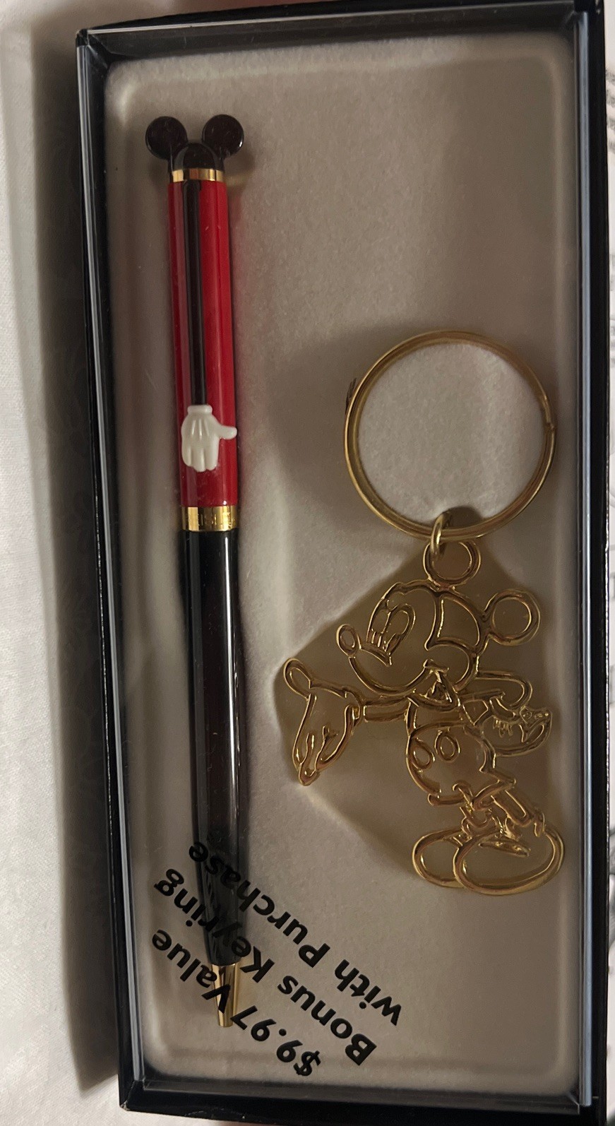 Rare NIB Mickey & Co. Colibri Disney Pen And Gold Mickey Mouse Key Chain 
