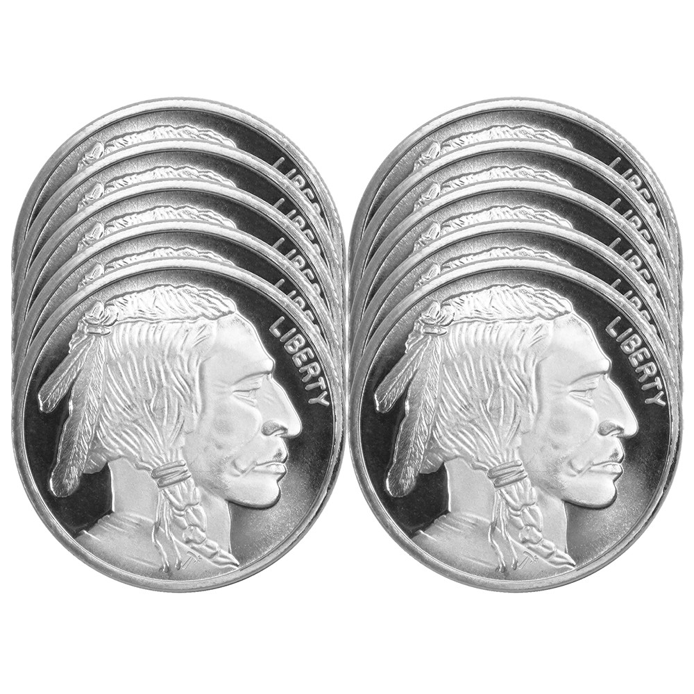 Lot of 10 - 1 Troy oz Buffalo .999 Fine Siver Round