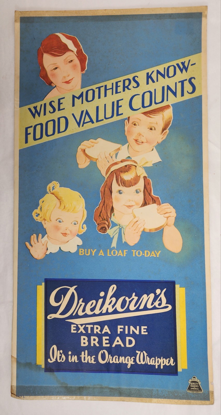 Old Dreikorn\'s Extra Fine Bread Paper Sign 20\ Old Dreikorn\'s Extra Fine Bread Paper Sign 20\