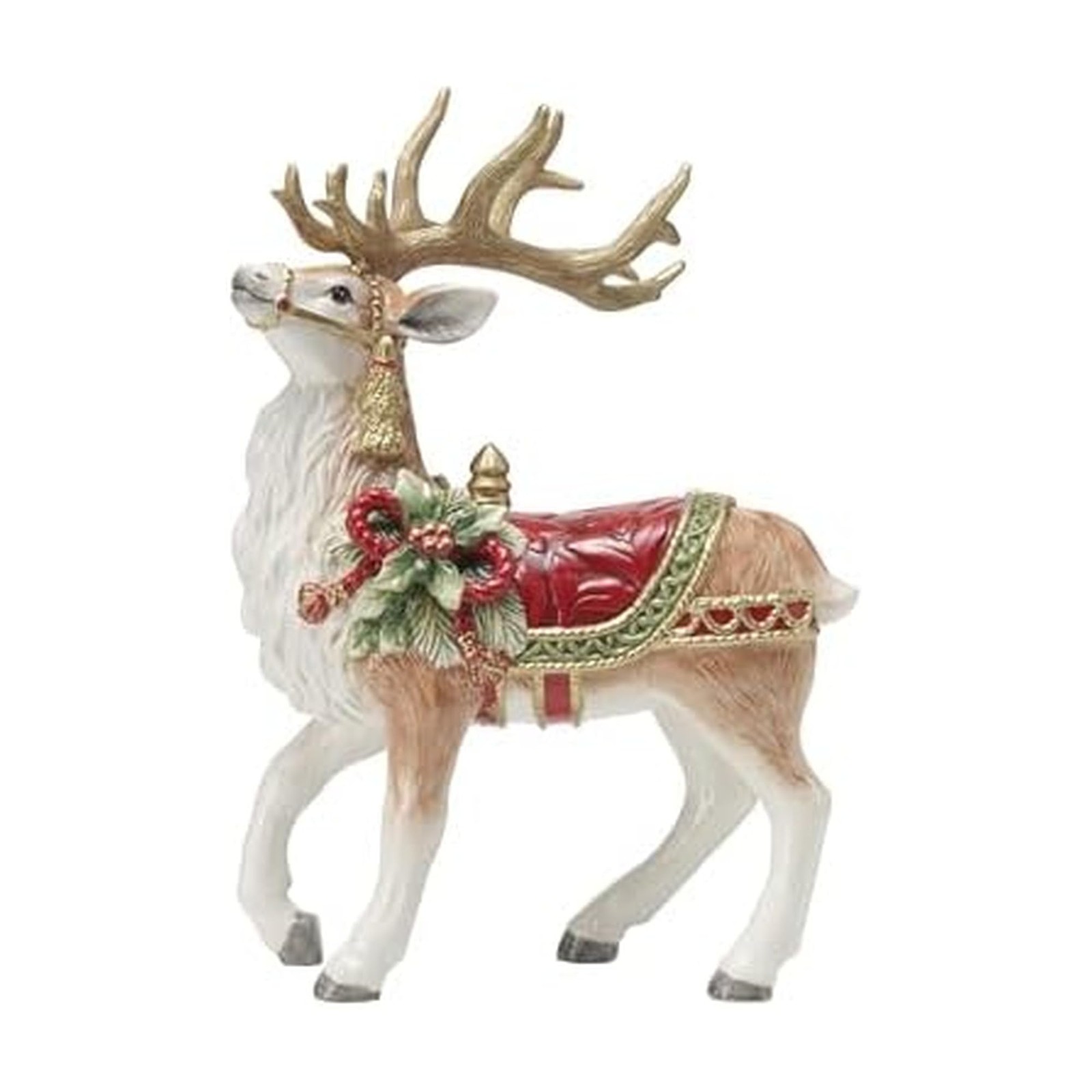 Fitz and Floyd Holiday Home Deer Ceramic Figurine, 12.5 inch, Red Fitz and Floyd Holiday Home Deer Ceramic Figurine, 12.5 inch, Red