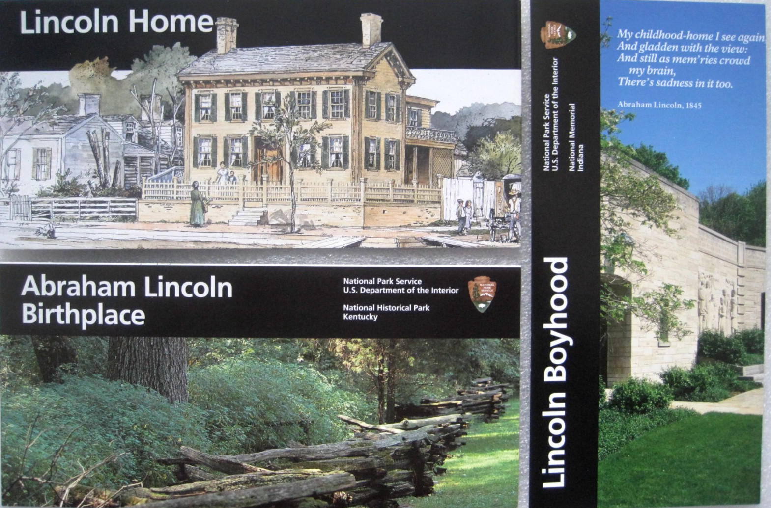 Lot Of 3 Abraham Lincoln Historical Sites Unigrid Brochure/Maps