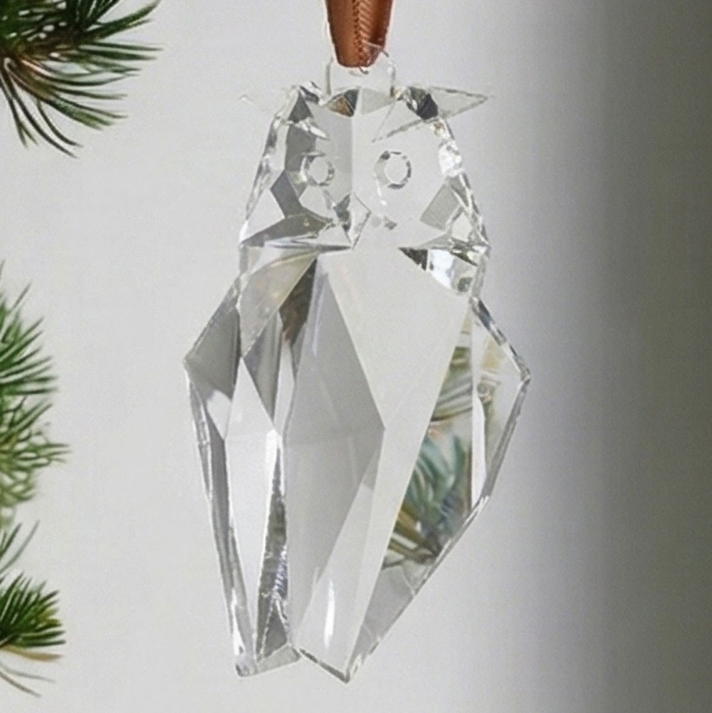 NEW 2026 Orrefors Owl Crystal Holiday Ornament NIB