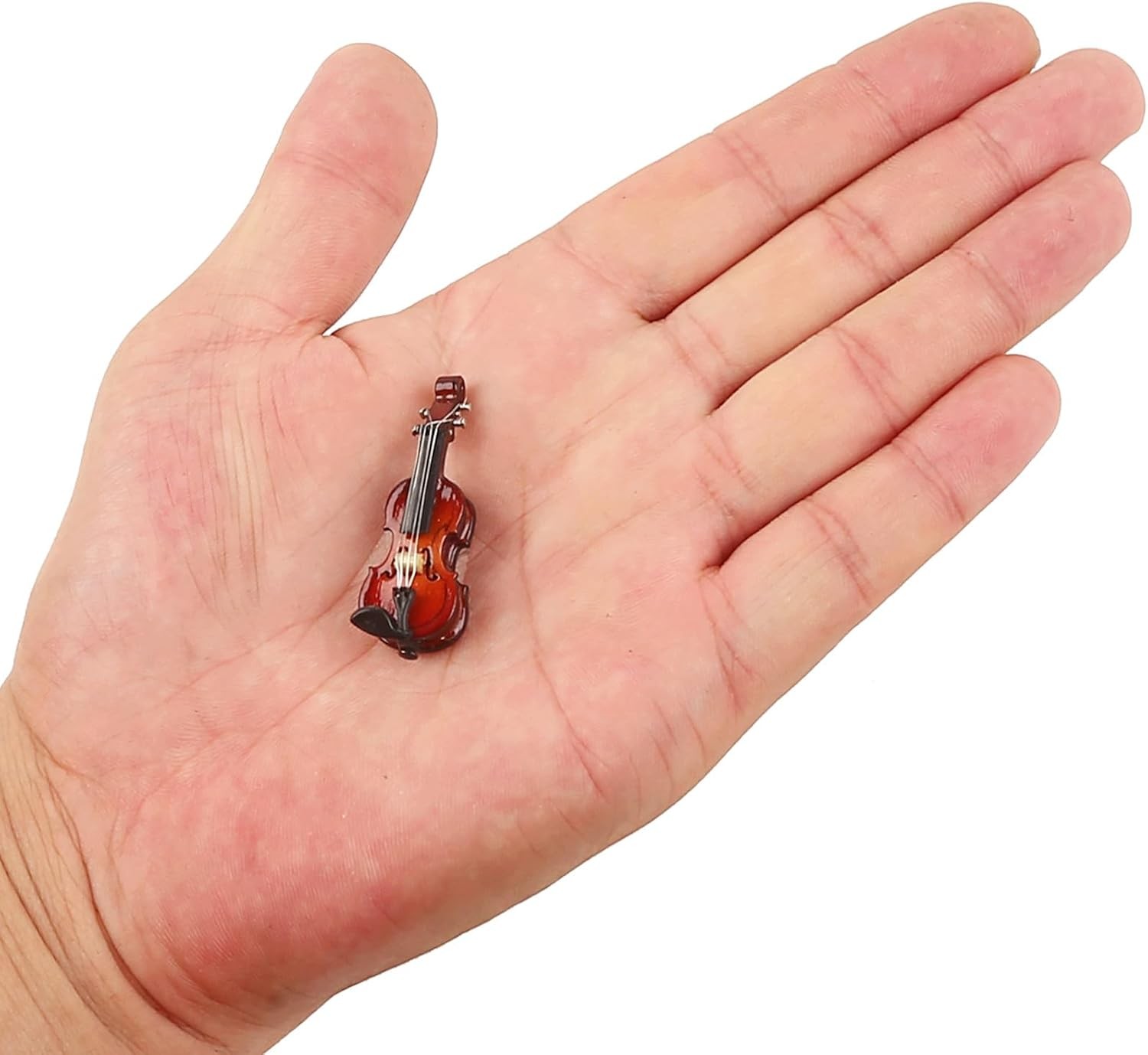 Dselvgvu Wooden Miniature Violin with Bow and Case 1/12 Scale Dollhouse Acces...