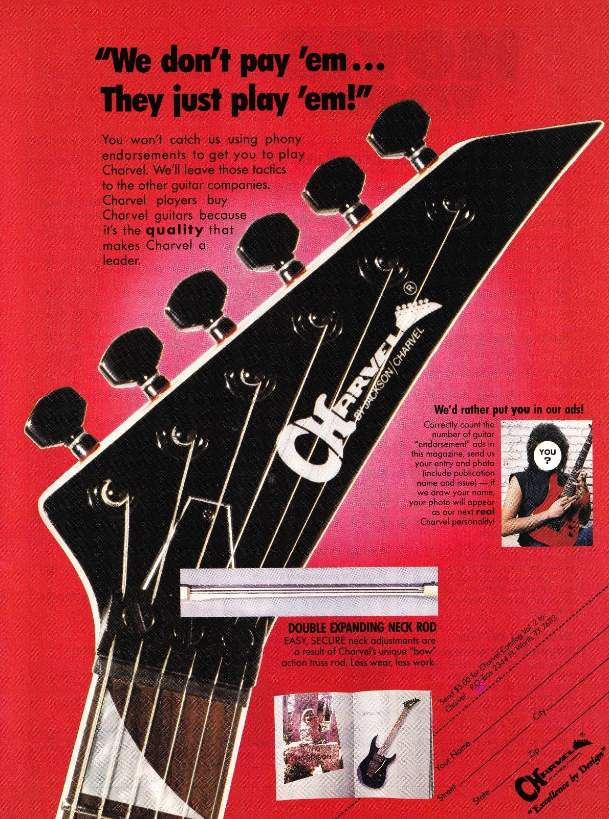 CHARVEL ELECTRIC GUITAR~VINTAGE 1988 PROMO~PRINT MAGAZINE AD ADVERT POSTER PINUP