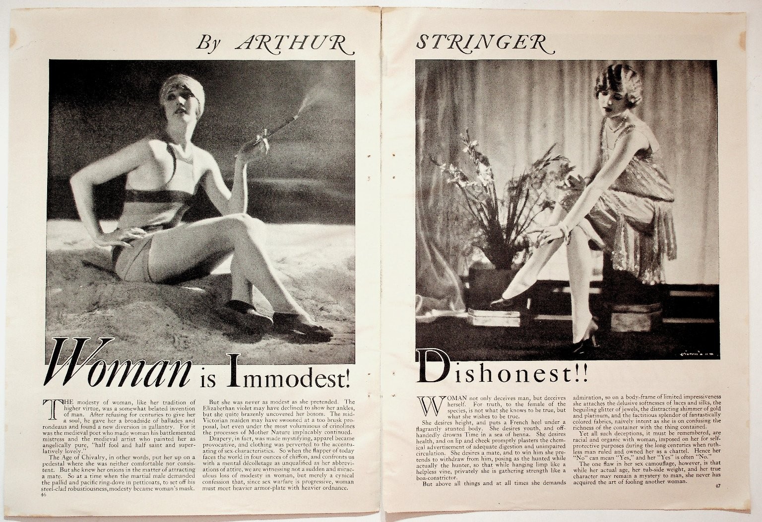 1920s Arthur Stringer Woman Immodest Vintage Magazine Pages Ephemera