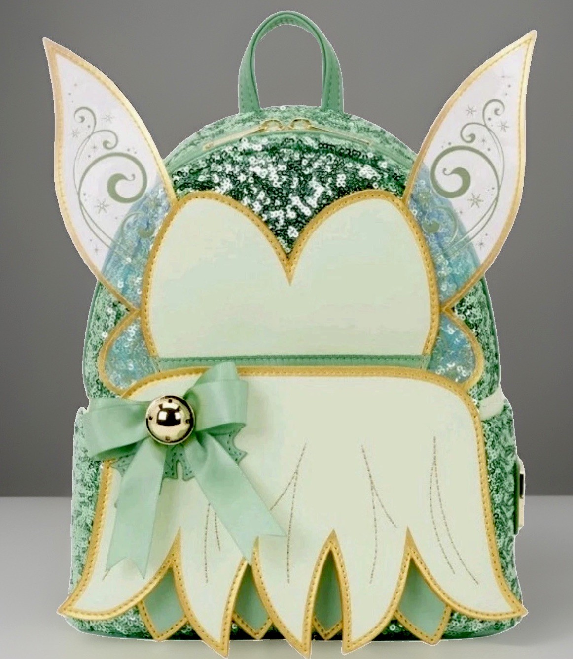 Loungefly x Disney TinkerBell Iridescent Wings Holiday Sequin Mini Backpack NWT