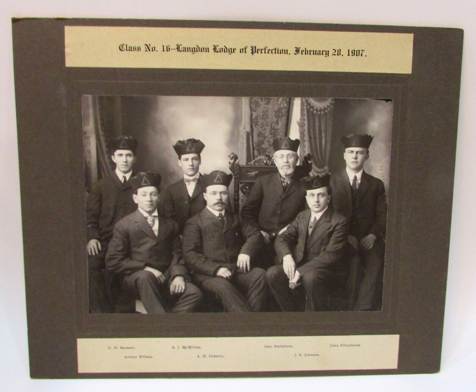 Old 1907 Langdon ND Lodge of Perfection Class 16 Original Antique Photograph