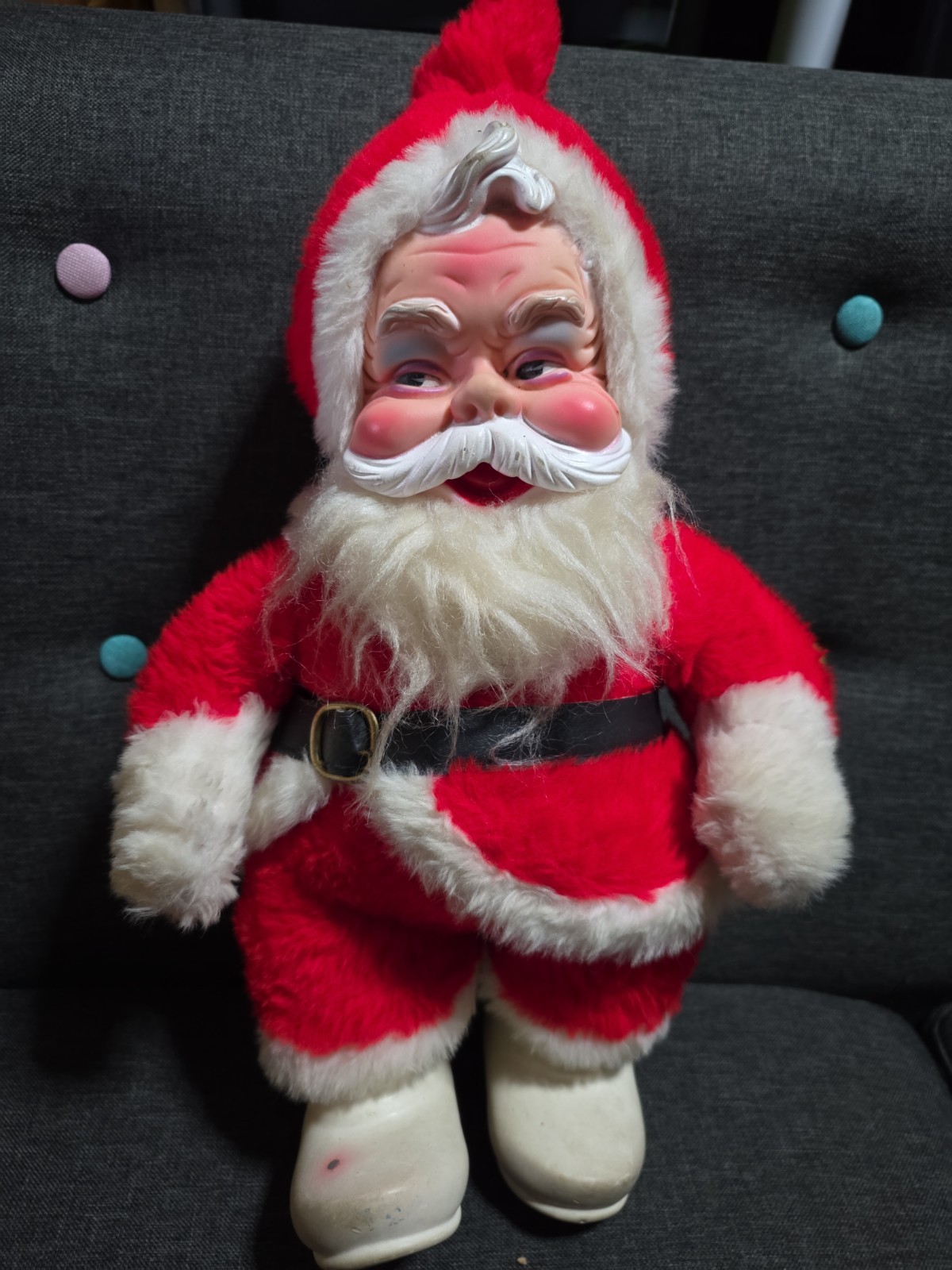 Vintage 1970’s Christmas RUSHTON Santa Claus  Plush & Rubber USA