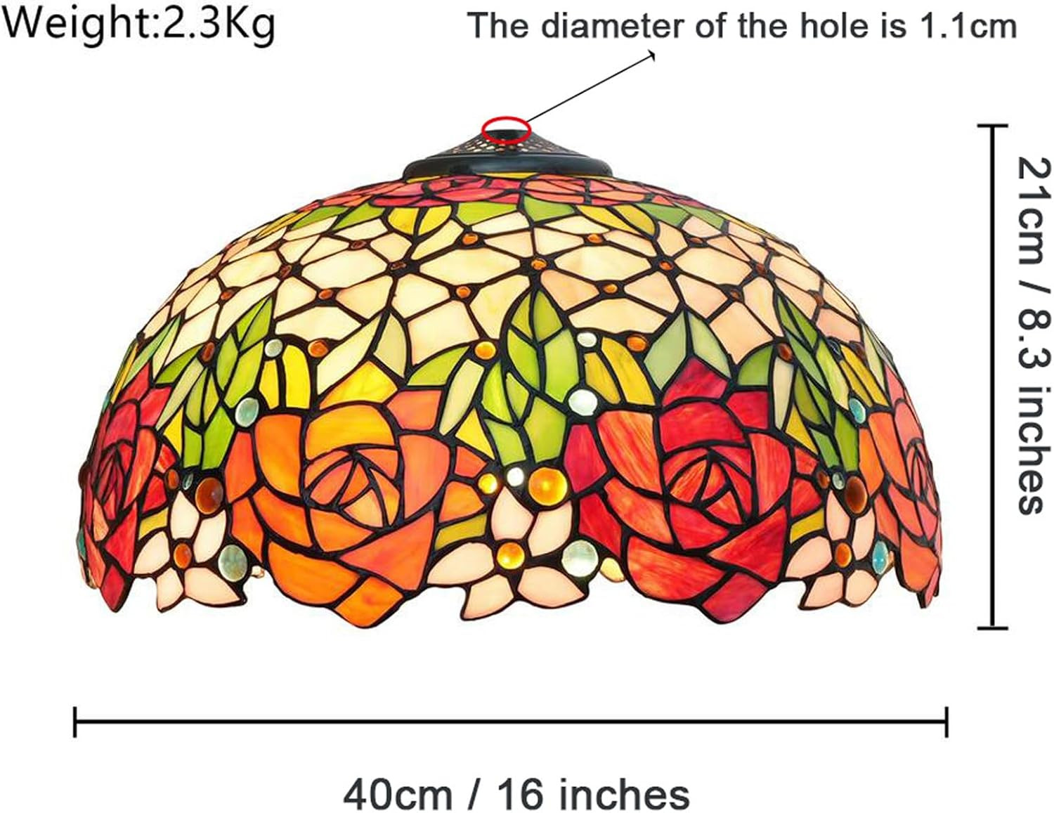 Tiffany Style Lampshade Replacement 16-Inch Rose Stained Glass Lamp Shade Onl...