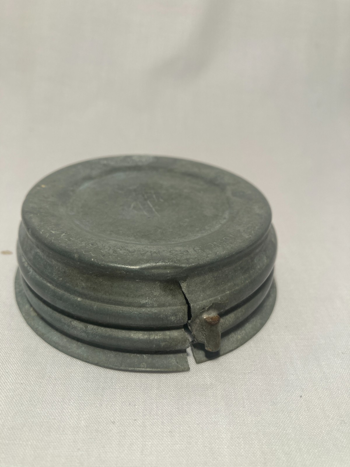 c1880s Mason\'s CFJ Co. Patent 1858 Fruit Jar original lug side Zinc Cover Cap #9