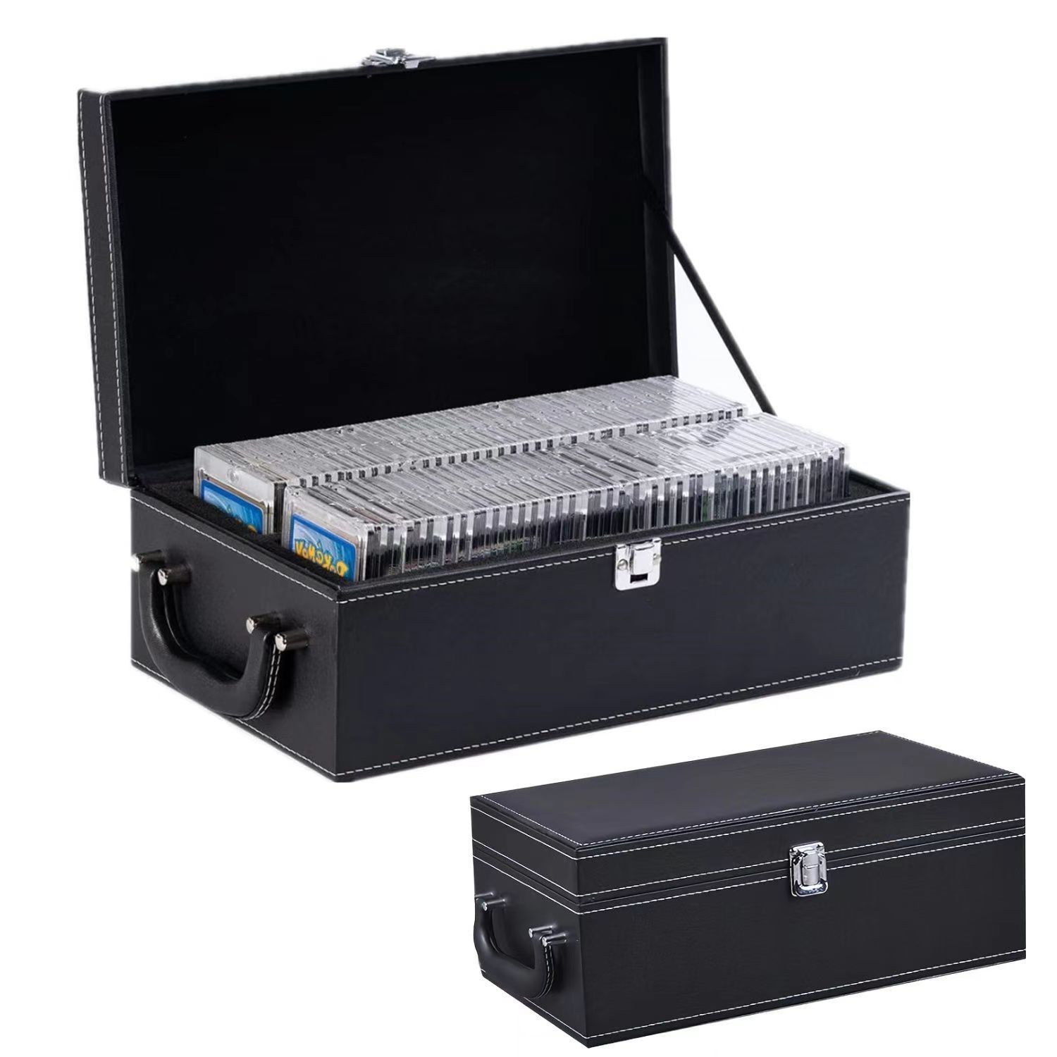 PU Leather Carry Organizer TCG Storage Box for Pokemon Toploaders & Graded Slabs