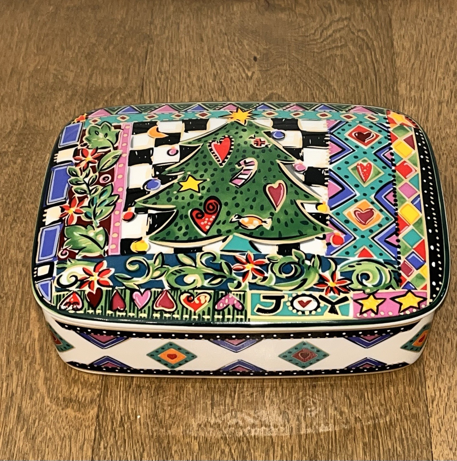 Mikasa Vintage Festive Theme Ceramic Box w/Lid Japan Designed Jenny Faw
