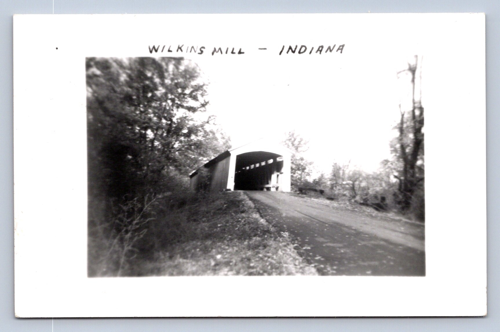 J93/ Wilkins Mill Indiana RPPC Postcard c1950s Covered Bridge 485 J93/ Wilkins Mill Indiana RPPC Postcard c1950s Covered Bridge 485