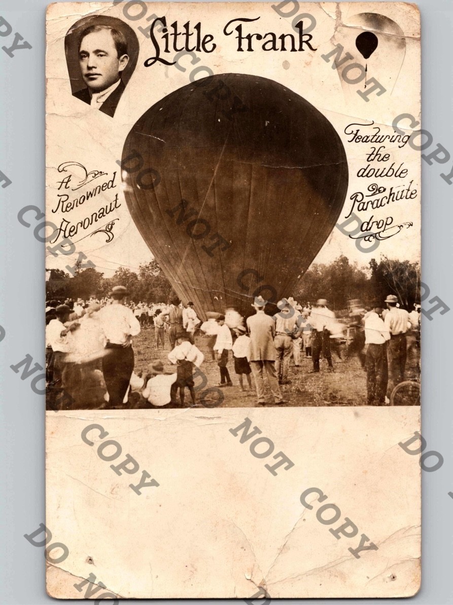 c1910 Little Frank Parachuter Parachute Drop Performer Circus Aeronaut RPPC