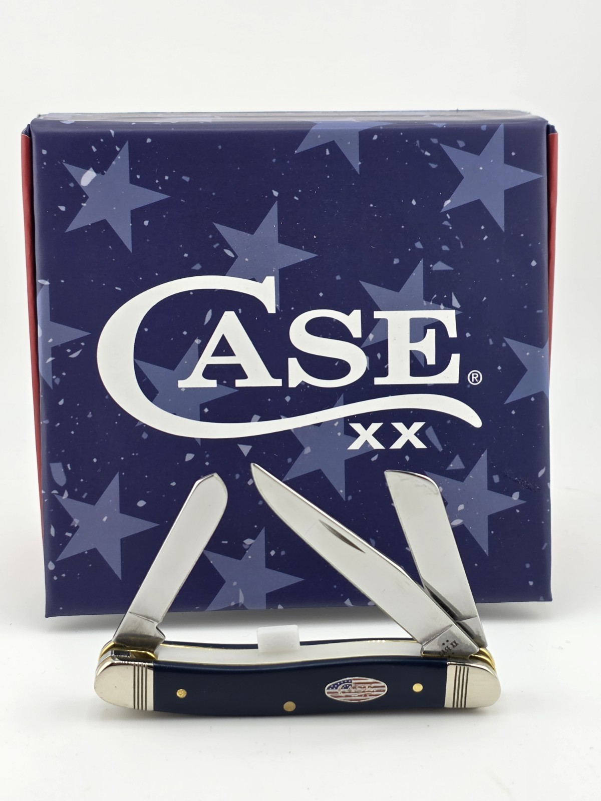 Case XX Navy Blue Synthetic Medium Stockman 10863 SS Knife w/ Cigar Box New