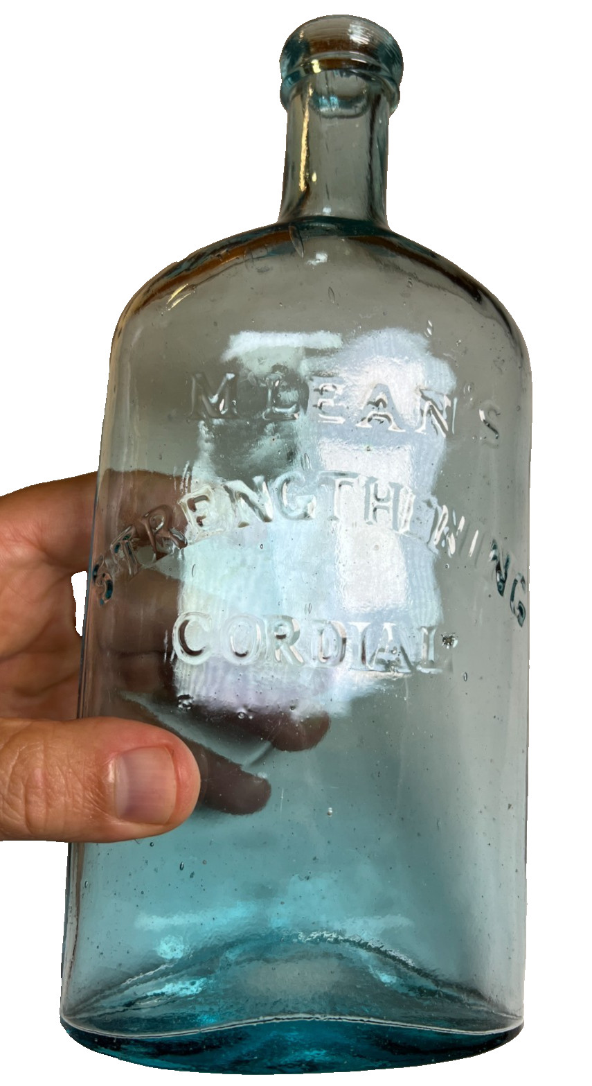 Antique 1860s M’Lean’s Strengthening Cordial 9” Bottle St Louis Missouri Variant