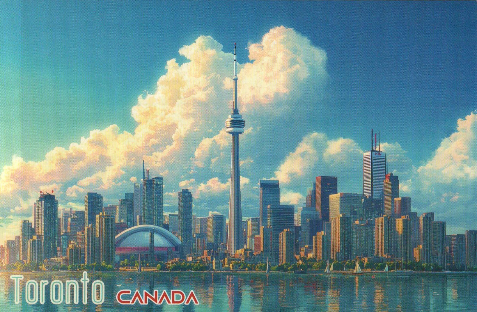 CN Tower & Skyline of Toronto Canada Rogers Centre MLB Stadium - Modern Postcard
