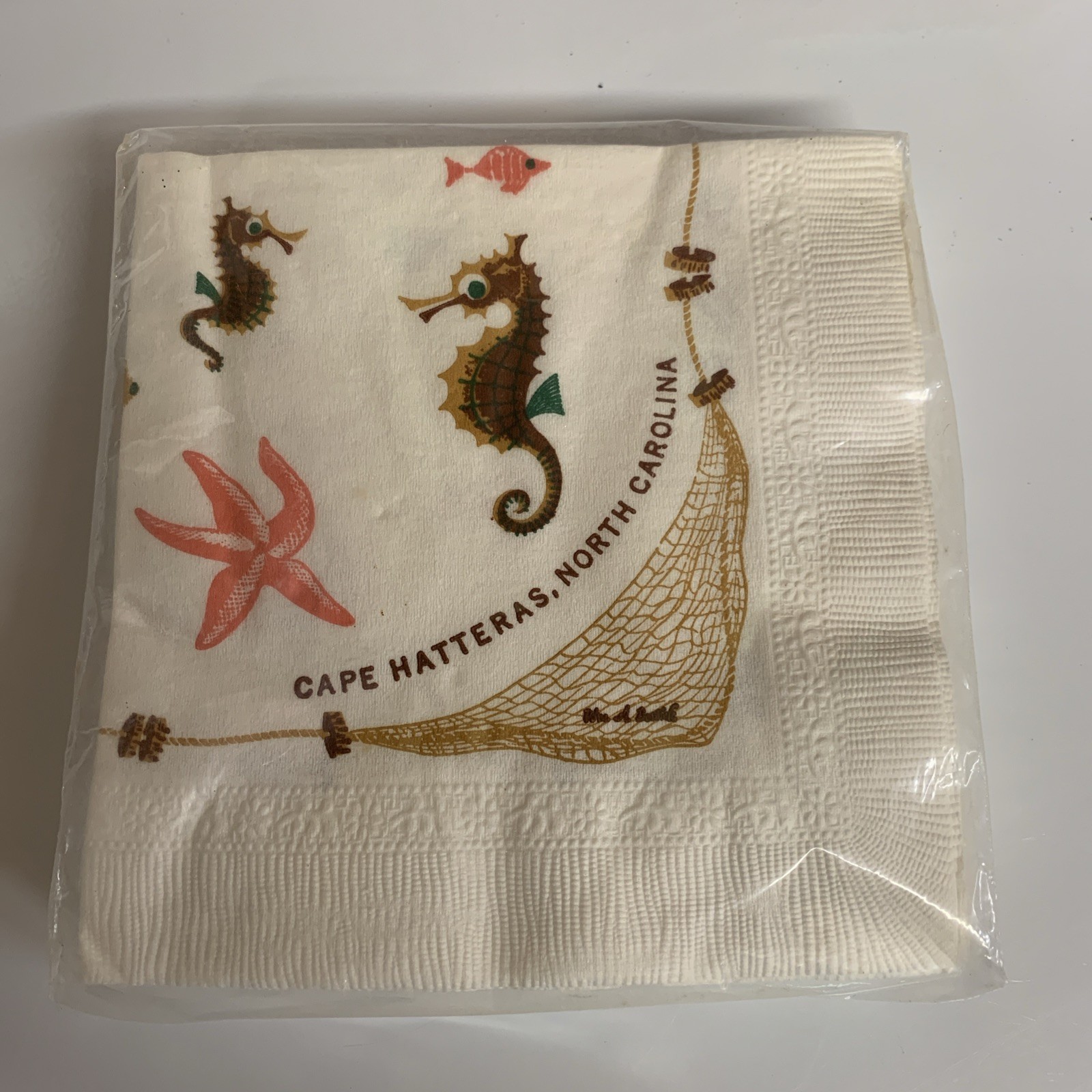 VTG Cape Hatteras Nautical Sealife Paper Beverage Napkins Unopened Lot Of 20 NOS