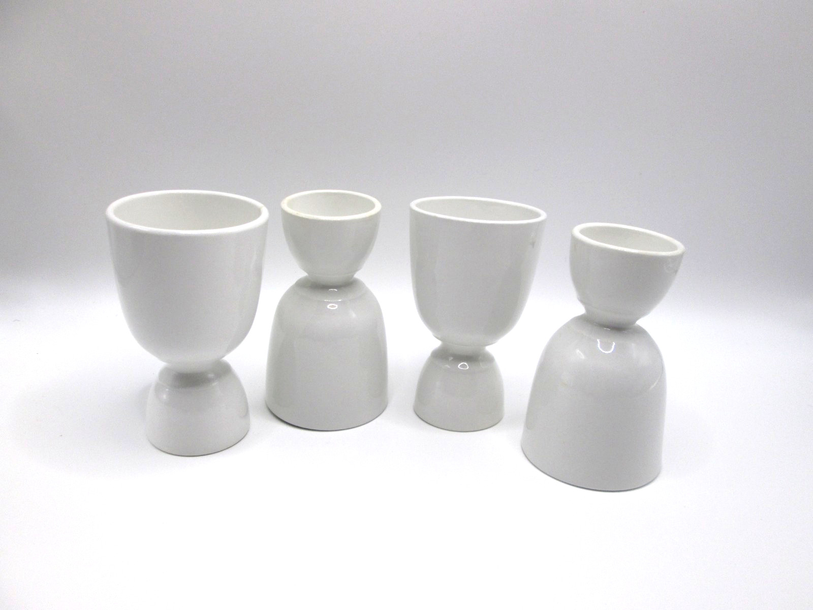 4 Double Egg Cups White Large Size