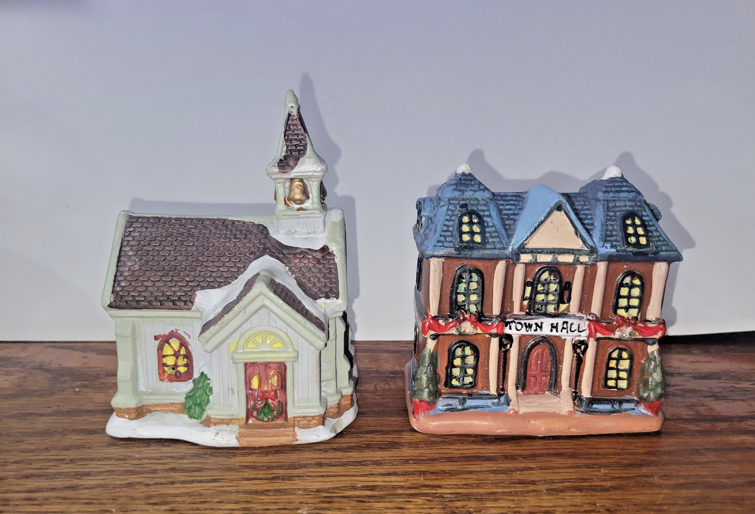 Walmart (2003) Town Hall & Church Building Winter Village  approx. 4x4x2.5