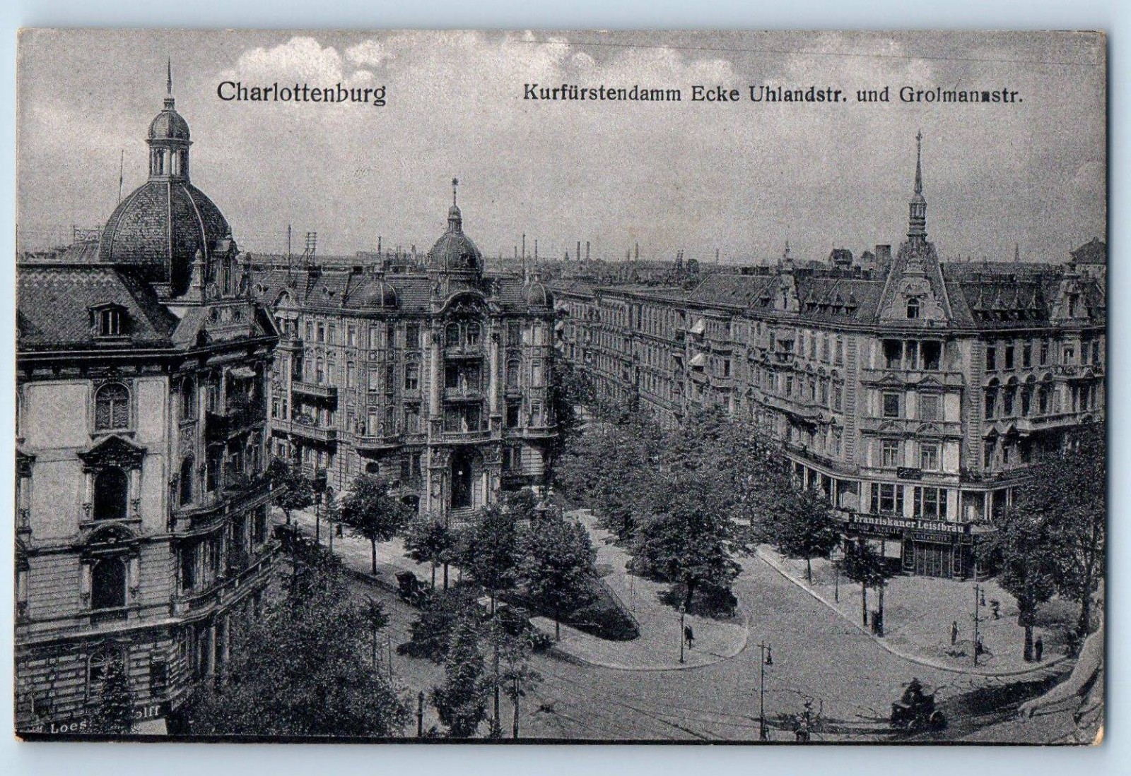 Charlottenburg Berlin Germany Postcard Kurfürstendamm corner Uhlandstrasse c1910