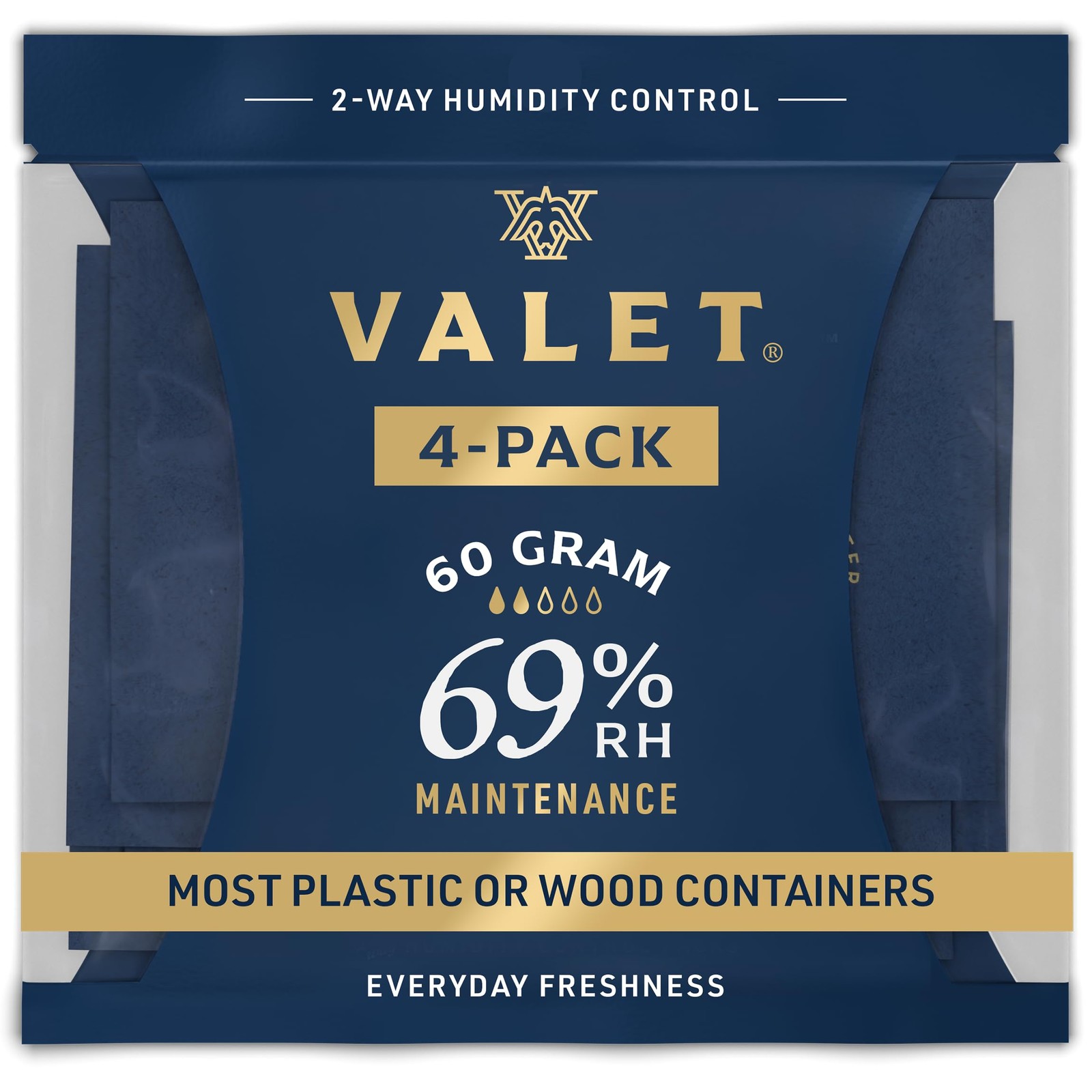 Valet 69% Two-Way Humidity Packs 4-Pack (60g) for Plastic or Wood