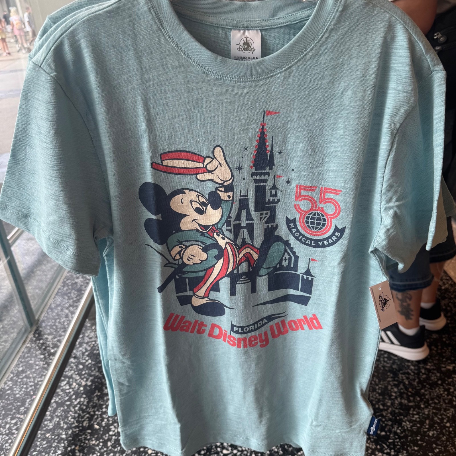 2026 Walt Disney World 55th Anniversary Mickey Castle Blue Shirt Adult Szs NWT