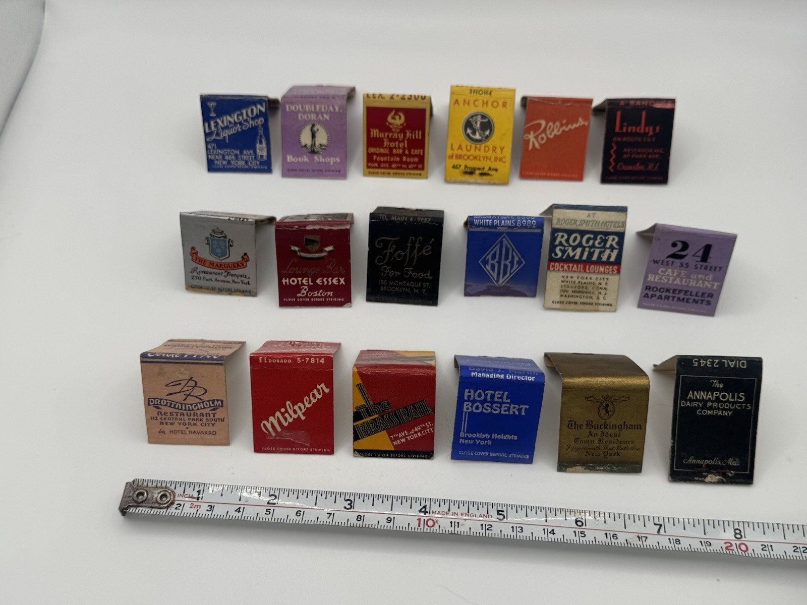 18 Vintage Midget Matchbooks NYC Hotels Restaurants Bars Brooklyn Advertising