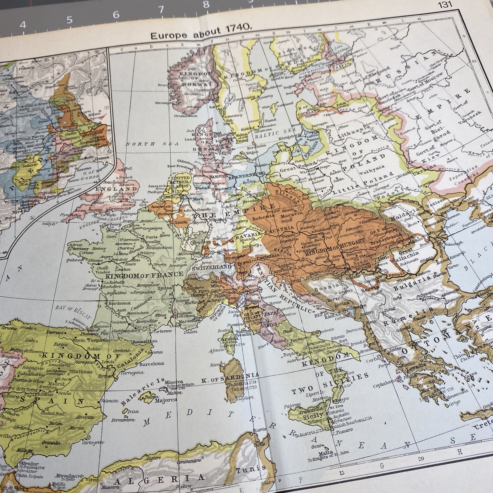 Year 814 Carolingian Byzantine Empire Califate 1910\'s ATQ Map Folded Wall Art