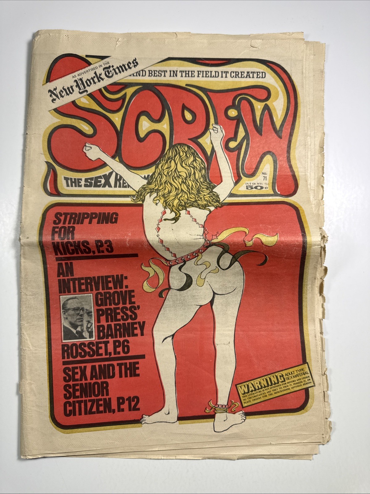 SCREW newspaper #71- 1971 Rare NYC tons of photos-Ads