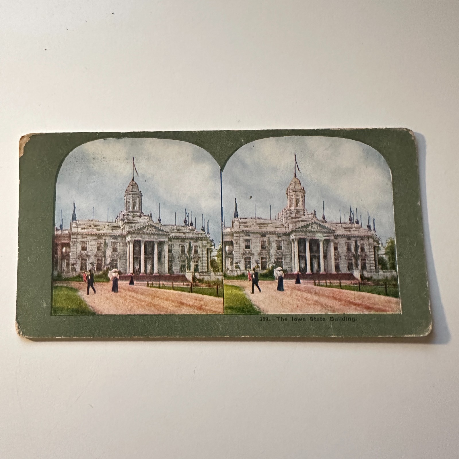 The Iowa State Building Commonwealth Avenue Antique Stereoview Card 5H6-5