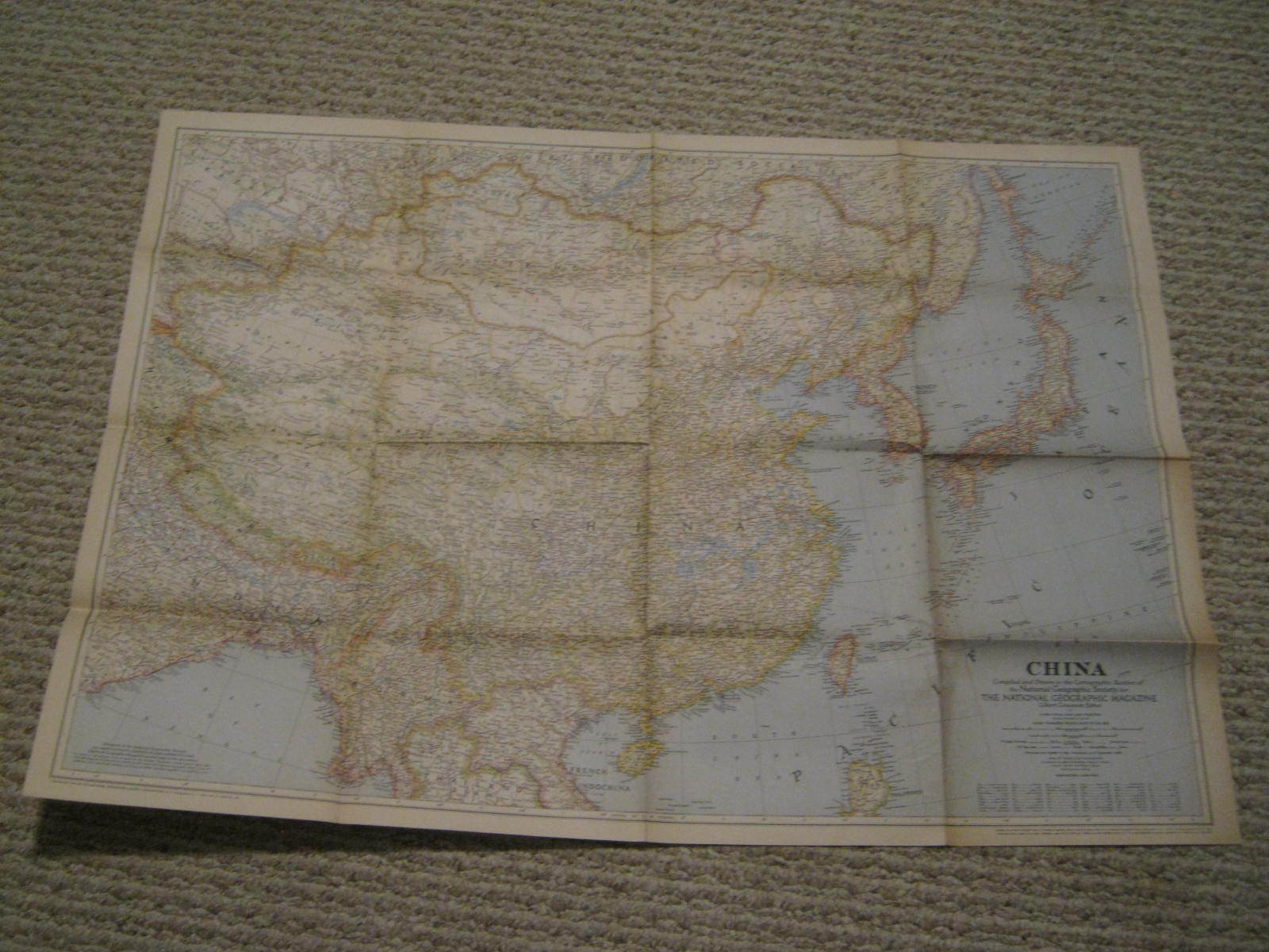 VINTAGE CHINA MAP June 1945 National Geographic 