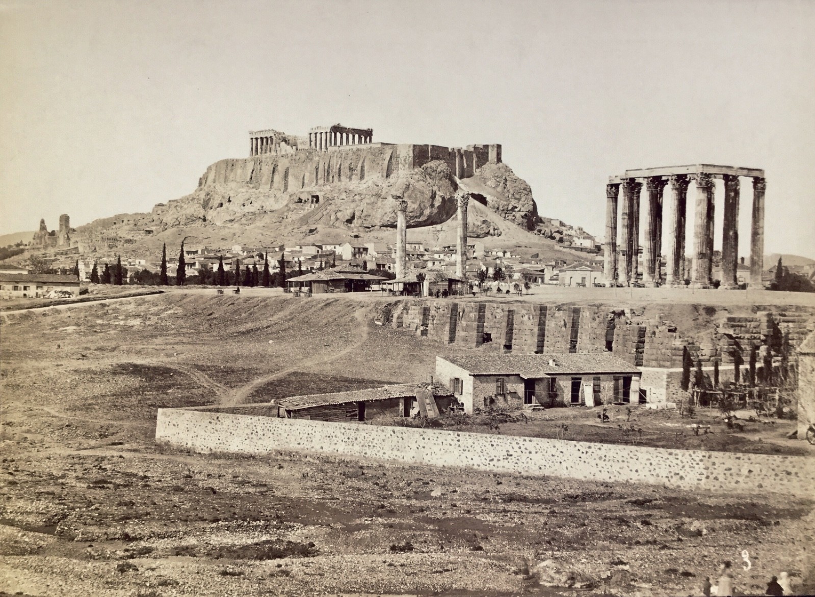 LARGE C. Athanasiou, Acropolis (3), Athens, Greece, Original Albumen Print 