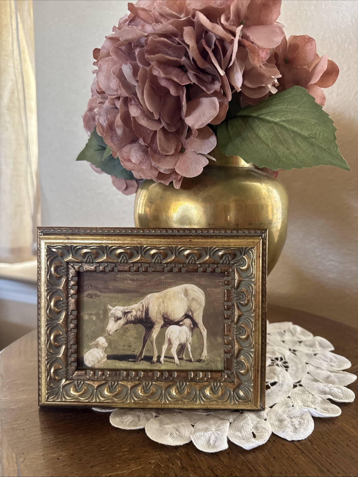 Petal Lane Home Sheep Lamb Canvas Art Print Ornate Gold Gilt Frame Farmhouse