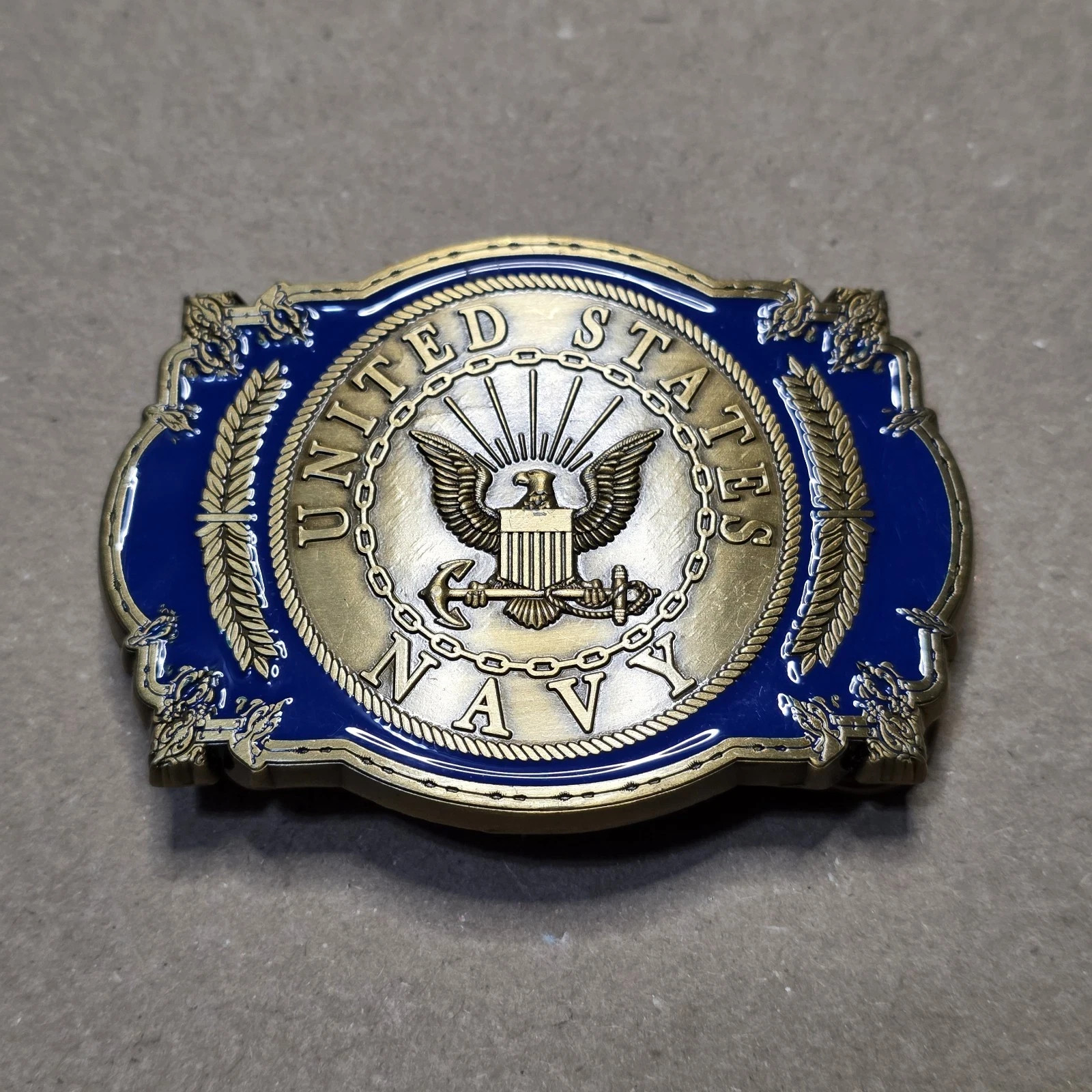 U.S. NAVY Heavy Duty Belt Buckle Pewter Highly Detailed BRAND NEW IN BOX