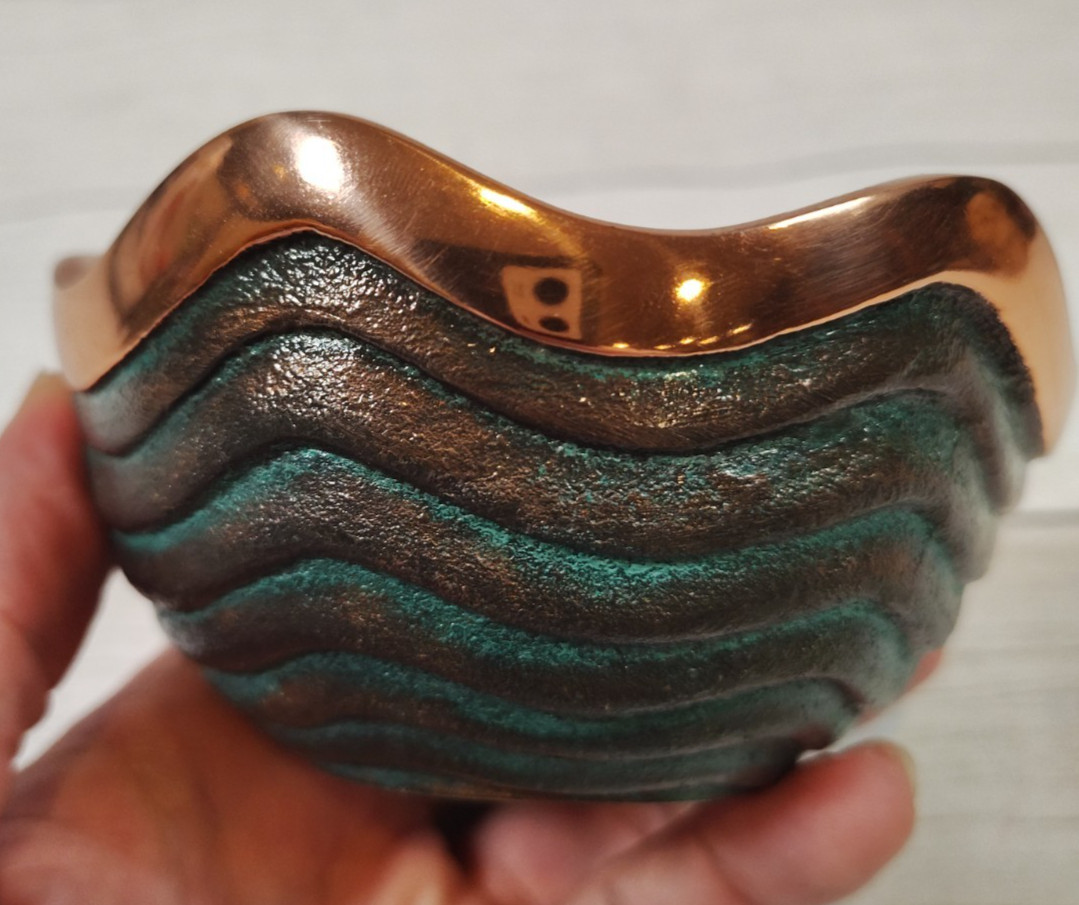 Nambe\' Copper Canyon Bowl MT0194 Lisa Smith 2009 Verdigris Patina 4.5\