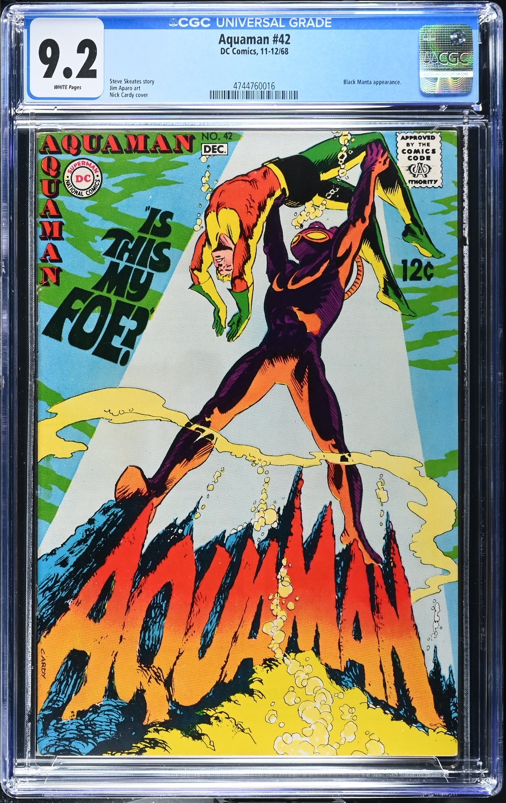 Aquaman #42 CGC 9.2 DC Comics 1968 Black Manta Appearance White Pages