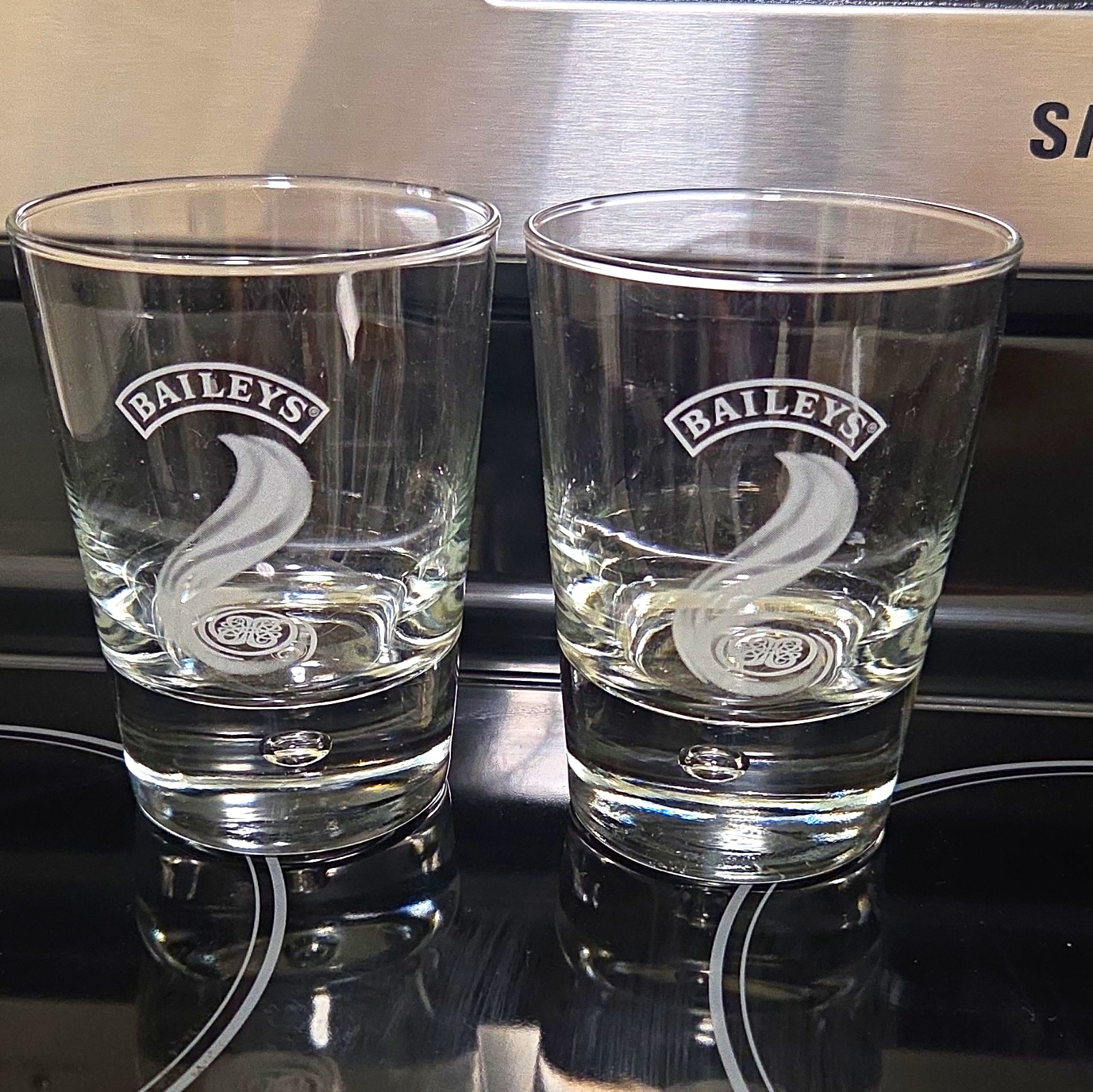 Baileys Clear Glass Rocks Tumblers Set of 2 Perfect Condition Baileys Clear Glass Rocks Tumblers Set of 2 Perfect Condition