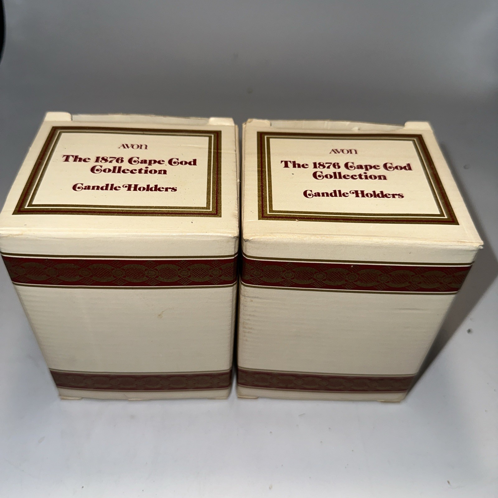 Vtg Avon 1876 Cape Cod Collection Ruby Red Glass Candle Holders - Set Of 2 - NIB