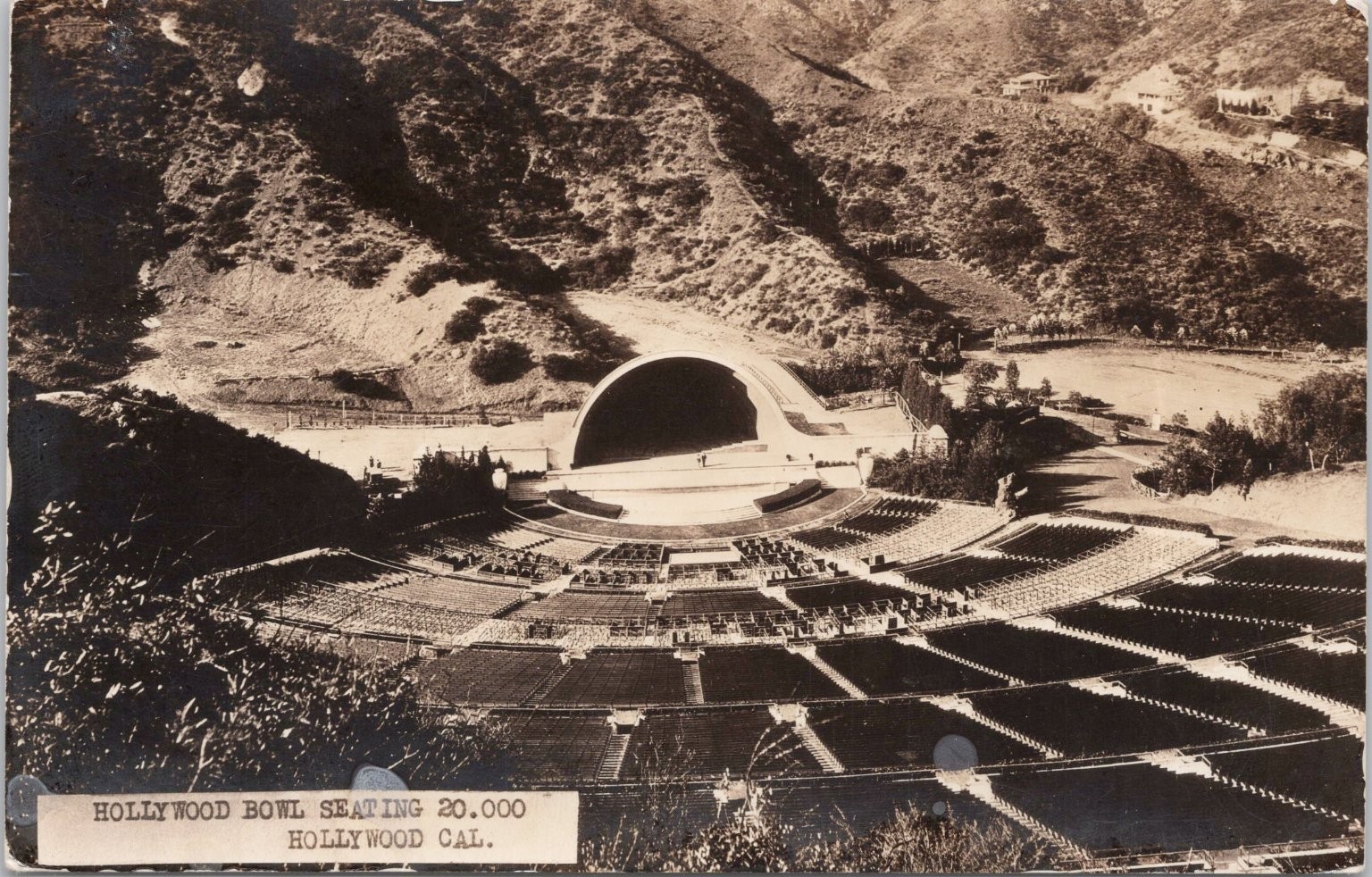 Vintage Hollywood Bowl Real Photo Postcard - 1930s California Music Venue RPPC