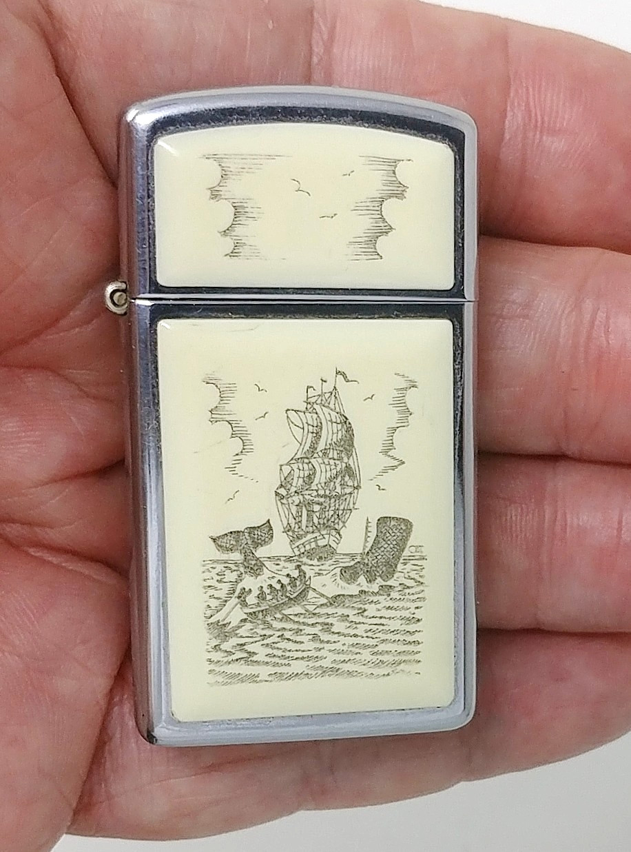 Vintage 1978 Zippo Lighter Faux Whaling Tall Ship Nautical