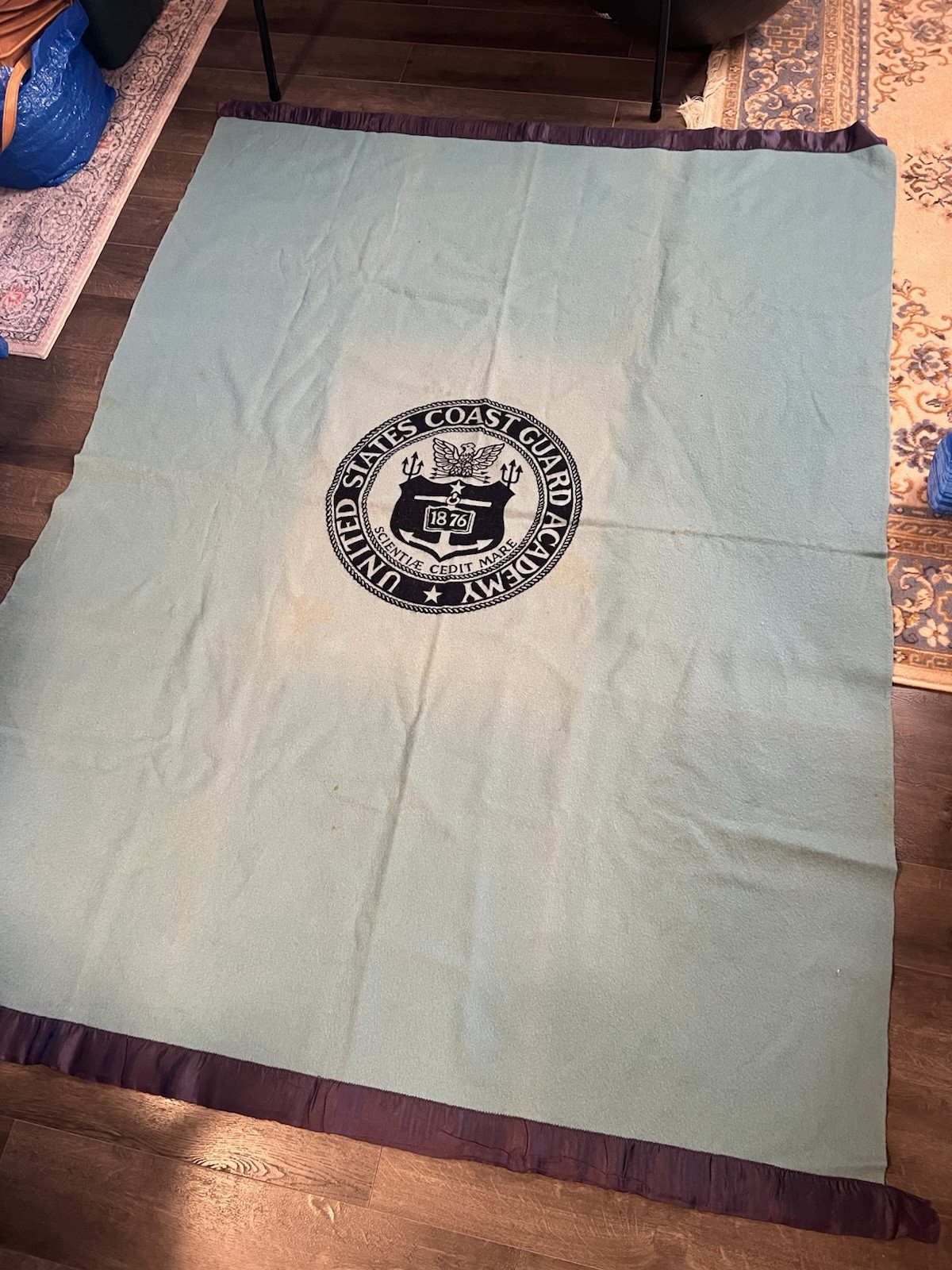 VTG United States Coast Guard Academy Wool Cadet Blanket USCGA Blue Marshfield
