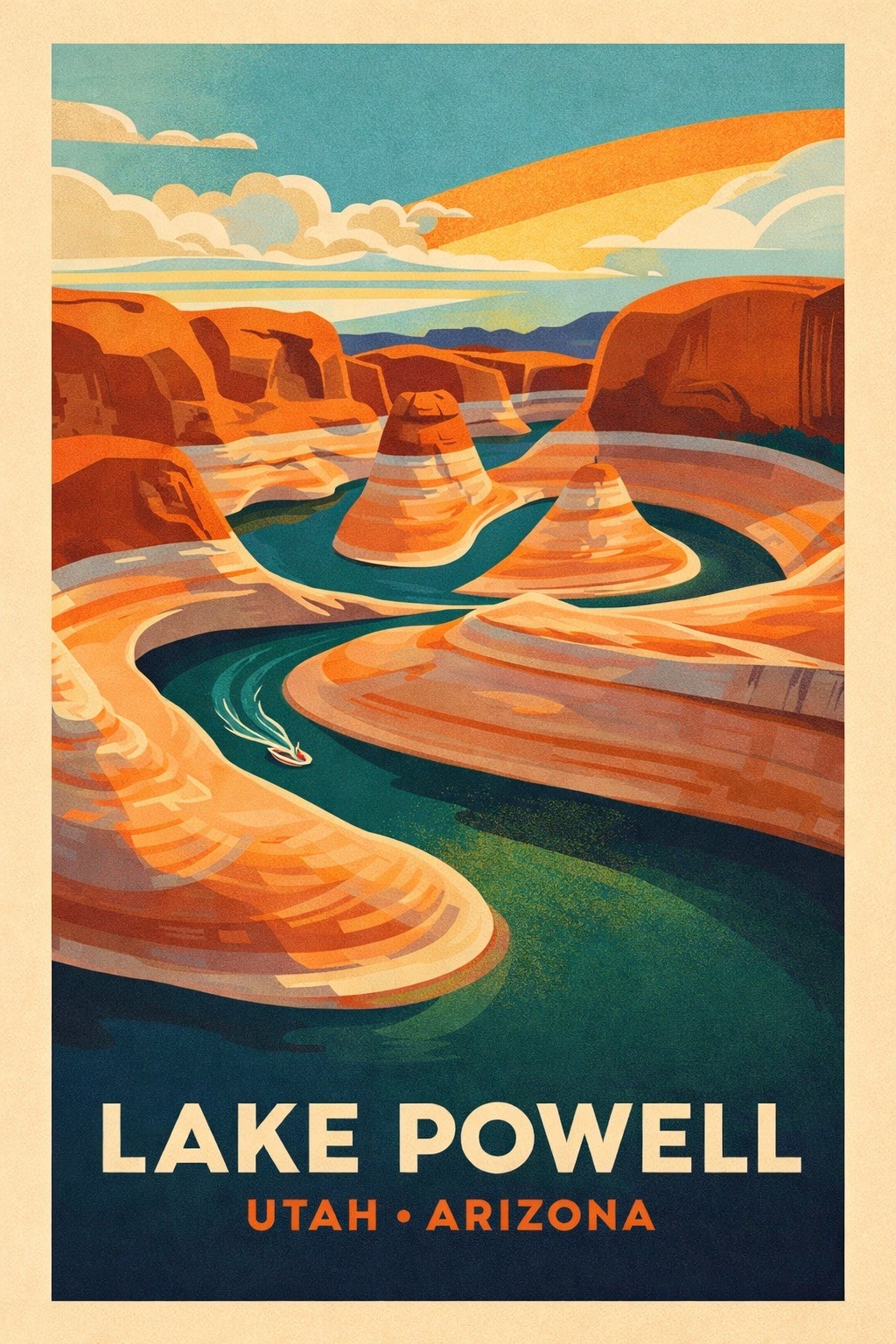 Lake Powell Travel Poster 🗺️ - 24x36” - Premium Matte Paper 200gsm